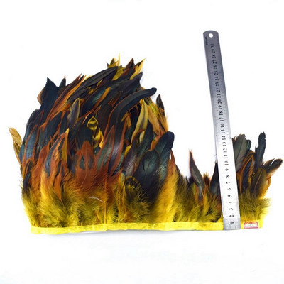 Pene de cocoș de nuntă de 10 metri tăiat cusut cu pene naturale pentru artizanat, bricolaj, panglică, decorațiuni de petrecere, 13-18 cm