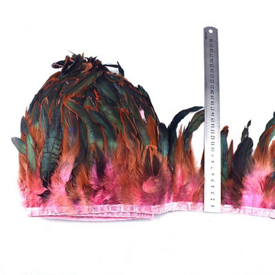 Pene de cocoș de nuntă de 10 metri tăiat cusut cu pene naturale pentru artizanat, bricolaj, panglică, decorațiuni de petrecere, 13-18 cm