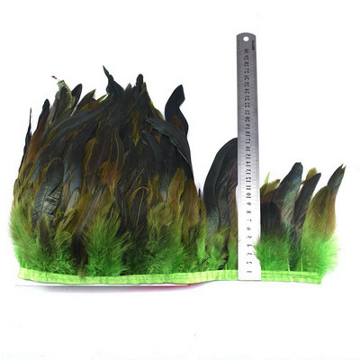 Pene de cocoș de nuntă de 10 metri tăiat cusut cu pene naturale pentru artizanat, bricolaj, panglică, decorațiuni de petrecere, 13-18 cm
