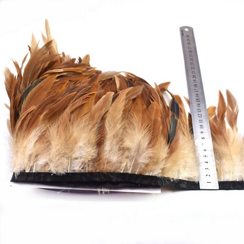 Pene de cocoș de nuntă de 10 metri tăiat cusut cu pene naturale pentru artizanat, bricolaj, panglică, decorațiuni de petrecere, 13-18 cm