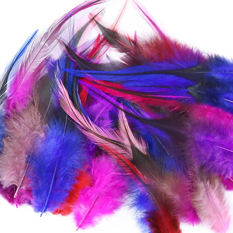 Pene naturale de 10-15 cm, bricolaj, accesorii pentru rochie de mireasă de carnaval, pene decorative de cocoș vopsite, pufoase, pentru bijuterii, artizanat