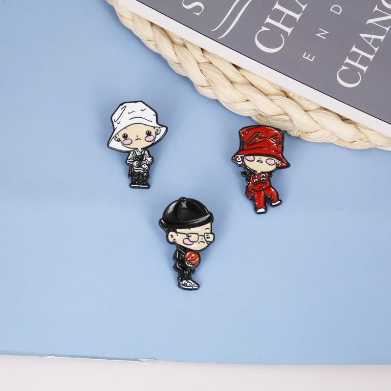 Lõuna-Korea iidoli G-Dragon BIGBANG staari meeste multifilmiversioon metallist prossist roosa sõbramärgi kinkimiseks