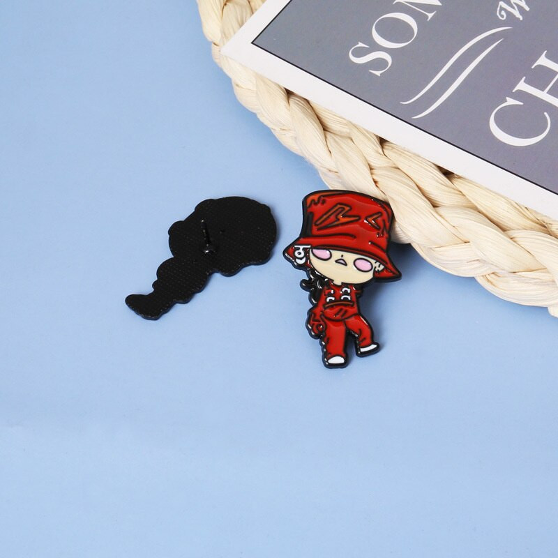 Lõuna-Korea iidoli G-Dragon BIGBANG staari meeste multifilmiversioon metallist prossist roosa sõbramärgi kinkimiseks