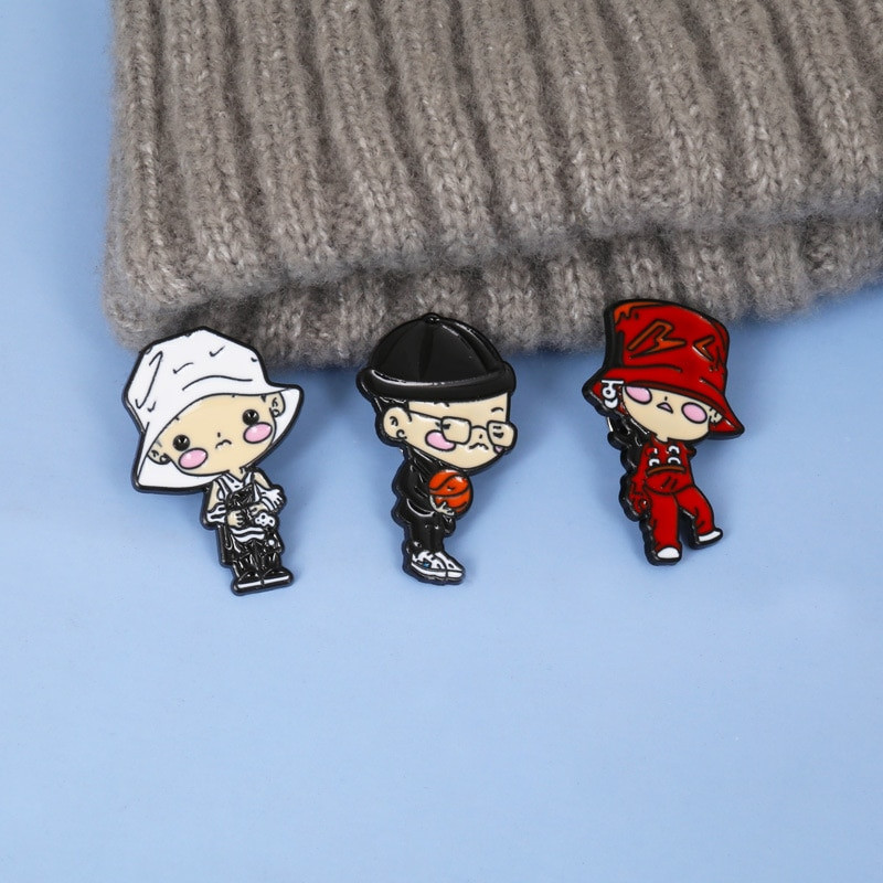 Lõuna-Korea iidoli G-Dragon BIGBANG staari meeste multifilmiversioon metallist prossist roosa sõbramärgi kinkimiseks