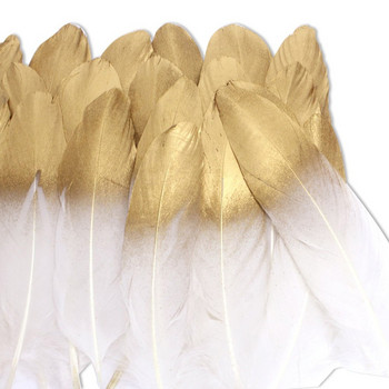 10 τεμ Χρυσά φτερά χήνας για χειροτεχνία Φτερά γαμήλιου πάρτι Plume DIY κοσμήματα από φυσικό φτερό κατασκευή Χριστουγεννιάτικη διακόσμηση σπιτιού