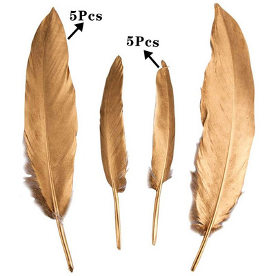 10 buc. Pene de gâscă de aur pentru artizanat, pene pentru petrecere de nuntă, bricolaj, bijuterii din pene naturale, pentru decorarea casei de Crăciun