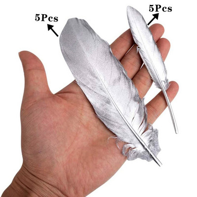 10 buc. Pene de gâscă de aur pentru artizanat, pene pentru petrecere de nuntă, bricolaj, bijuterii din pene naturale, pentru decorarea casei de Crăciun