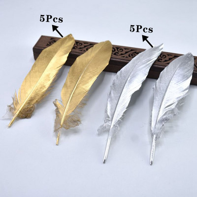 10 buc. Pene de gâscă de aur pentru artizanat, pene pentru petrecere de nuntă, bricolaj, bijuterii din pene naturale, pentru decorarea casei de Crăciun