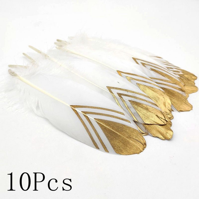 10 buc. Pene de gâscă de aur pentru artizanat, pene pentru petrecere de nuntă, bricolaj, bijuterii din pene naturale, pentru decorarea casei de Crăciun