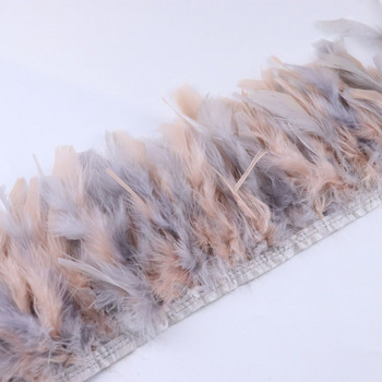 Κορδέλα κρόσσια με φτερά γαλοπούλας 1 μέτρο Βαμμένα φτερά πλάτους 10-15cm για Χειροτεχνία αξεσουάρ διακόσμησης φορεμάτων φορεμάτων πάρτι