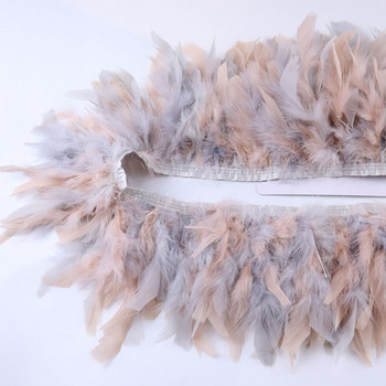 1 метър луксозна панделка с ресни от пуешки пера, 10-15 см ширина, боядисани пера за декорация на парти костюми, аксесоари, занаяти
