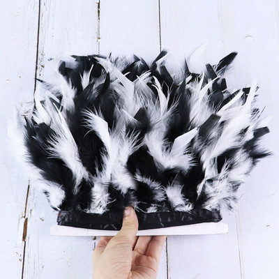 1 метър луксозна панделка с ресни от пуешки пера, 10-15 см ширина, боядисани пера за декорация на парти костюми, аксесоари, занаяти