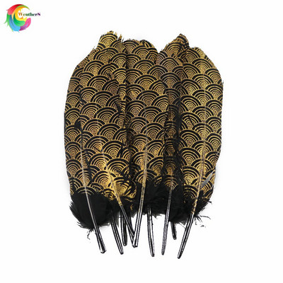 10 ΤΕΜ. Χρυσό Φυσικό φτερό χήνας 15-20cm Καπέλα Διακοσμητικά λοφία DIY Home Party Διακοσμητικά φτερά για χειροτεχνίες