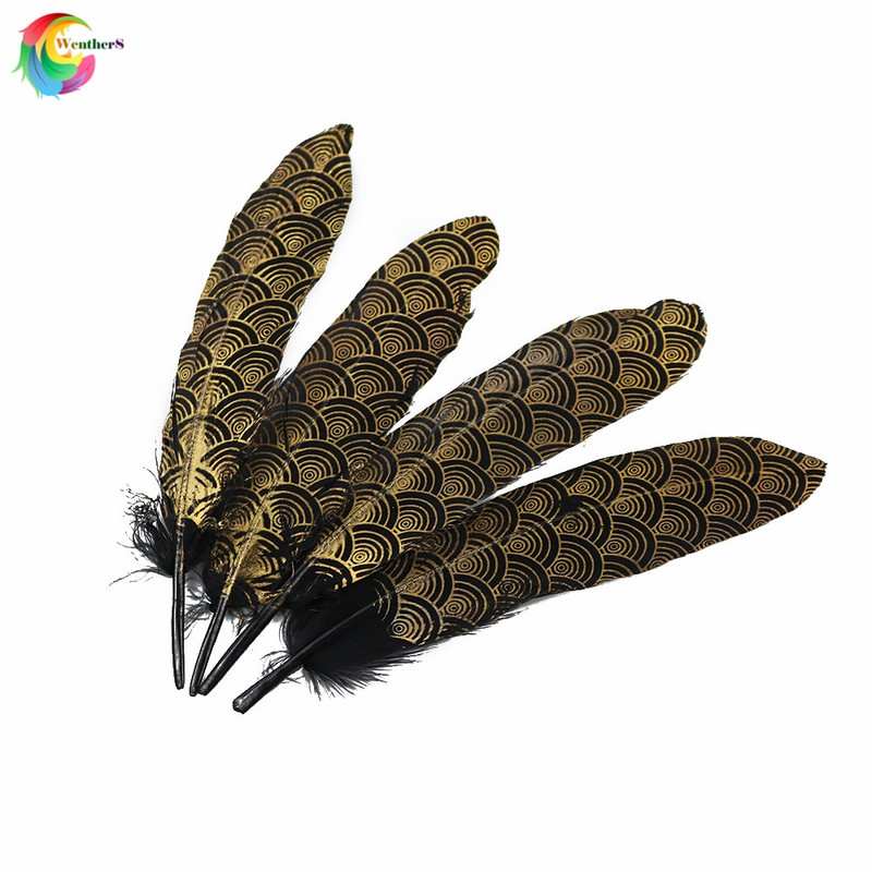 10 ΤΕΜ. Χρυσό Φυσικό φτερό χήνας 15-20cm Καπέλα Διακοσμητικά λοφία DIY Home Party Διακοσμητικά φτερά για χειροτεχνίες