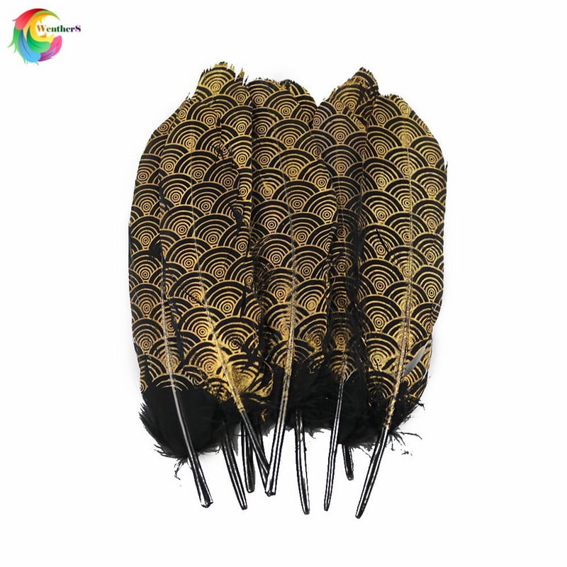 10 ΤΕΜ. Χρυσό Φυσικό φτερό χήνας 15-20cm Καπέλα Διακοσμητικά λοφία DIY Home Party Διακοσμητικά φτερά για χειροτεχνίες