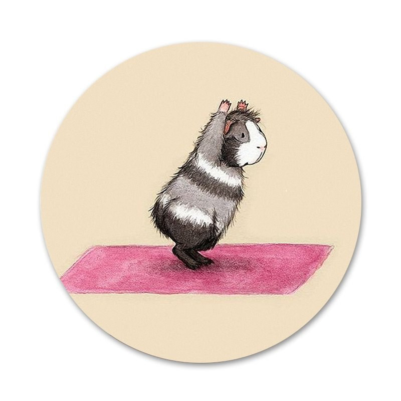 Yoga Guinea Pigs Art Icons Καρφίτσες Διακοσμητικό σήμα Καρφίτσες Μεταλλικές κονκάρδες για ρούχα Διακόσμηση σακιδίου πλάτης 58mm