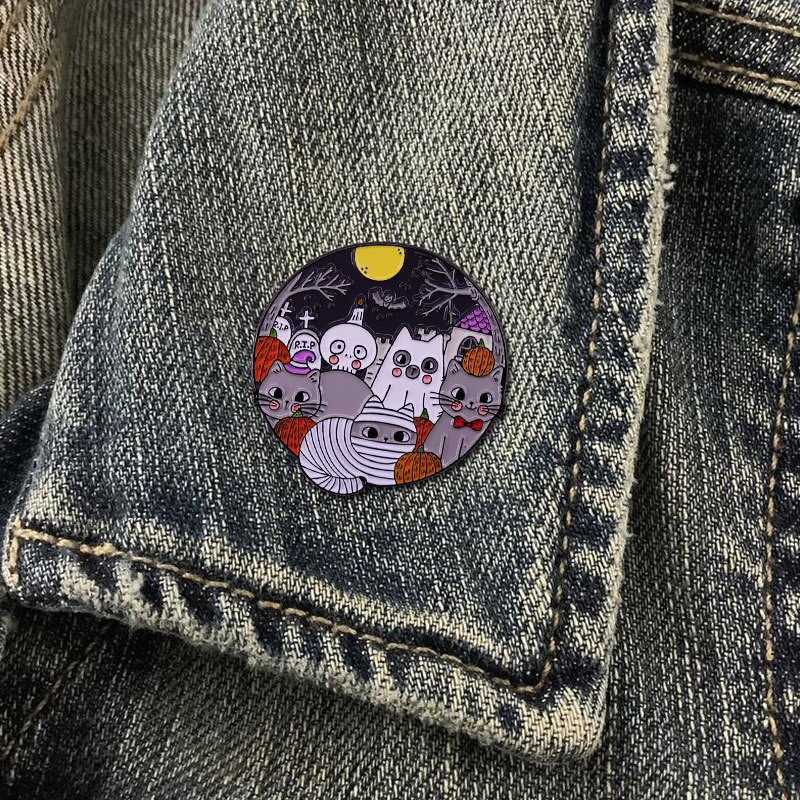 C2121 Halloween Cat email Pin Brosa Insigna Rever Pin Rucsac Guler Palarie Femei Barbati Bijuterii Cadouri