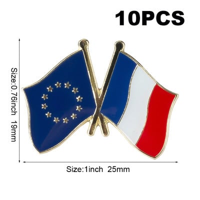 10 komada puno Zastava Laple Pin Značka Broš Europsko prijateljstvo Ujedinjeno Kraljevstvo Škotska Irska Wales Belgija Francuska Rumunjska