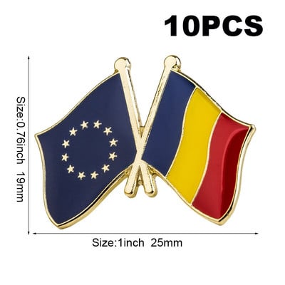 10 komada puno Zastava Laple Pin Značka Broš Europsko prijateljstvo Ujedinjeno Kraljevstvo Škotska Irska Wales Belgija Francuska Rumunjska