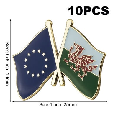 10 komada puno Zastava Laple Pin Značka Broš Europsko prijateljstvo Ujedinjeno Kraljevstvo Škotska Irska Wales Belgija Francuska Rumunjska