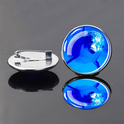 Insignă broască țestoasă Retro Animal de mare Delfin Broșă rotundă din cristal de sticlă Personalizat DIY Haine Genți Accesorii de decorare pălărie