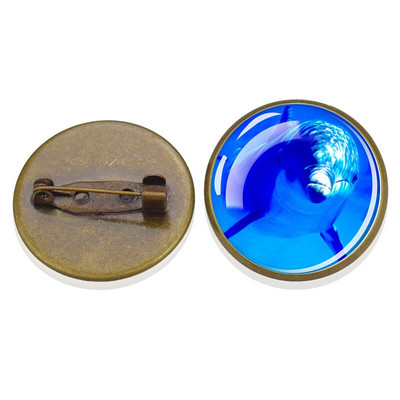 Insignă broască țestoasă Retro Animal de mare Delfin Broșă rotundă din cristal de sticlă Personalizat DIY Haine Genți Accesorii de decorare pălărie