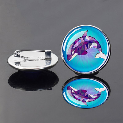 Insignă broască țestoasă Retro Animal de mare Delfin Broșă rotundă din cristal de sticlă Personalizat DIY Haine Genți Accesorii de decorare pălărie