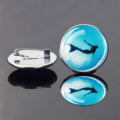 Insignă broască țestoasă Retro Animal de mare Delfin Broșă rotundă din cristal de sticlă Personalizat DIY Haine Genți Accesorii de decorare pălărie