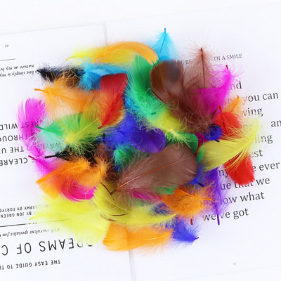 100 vnt./pak. Natūralios gulbės plunksnos plūduriuojančios žąsies plunksnos Dažytos odos rožinės spalvos plunksnos, skirtos pasidaryk pats, vakarėlio dovanos, dekoravimo aksesuaras
