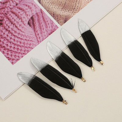 Естествени талисмани от гъши пера, висулка, обеци, талисмани, 70-90 мм перки, направи си сам, колие, гривна, изработка на бижута, парти сценичен декор, 10 бр.