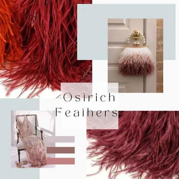 Κορδέλα 1Μέτρου Fluffy Real Struch Feathers 8-10cm Needlework Ostrich Plumes Κορδέλα για νυφικό Διακοσμητικό φτερό DIY Crafts