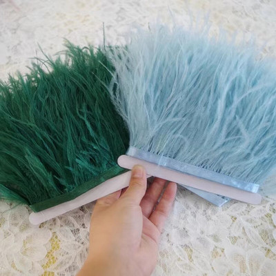 1Meter Fluffy Real Ostrich Feathers Trim 8-10Cm Needlework Ostrich Plumes Ribbon for Wedding Dress Decorative Feather DIY Crafts