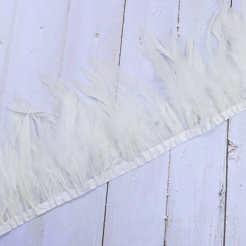 Panglică cu franjuri din pene de cocoș naturale pentru lucrare de ac 13-18 cm Pene albe Pene Decorare Artizanat Accesorii de cusut