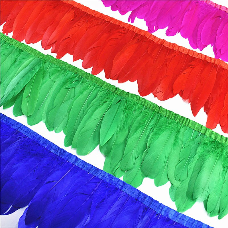 1 metar/lot Obrub vrpce od zlatnog guščjeg perja 15-20 cm Ručno perje za izradu nakita Ukrasna haljina Plumas materijal