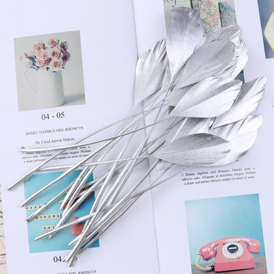 10 komada zlatno srebrno guščje perje Prirodno guščije perje za DIY nakit Ručni rad Dodaci za izradu ukrasa Rukotvorine od perja