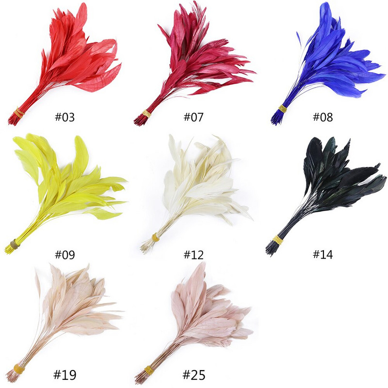 50 tk/partii triibulised pleegitatud coque suled kleitidele Dekoratsioon Näputöö Käsitöö Aksessuaarid 15-20cm Kuke kukeseened