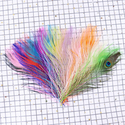 Värvitud paabulinnusuled 25-30 CM/10-12 tolli isetegemine rõivaste õmblemiseks kodus peokaunistusteks, käsitööks tarvikud, 10 tk/partii