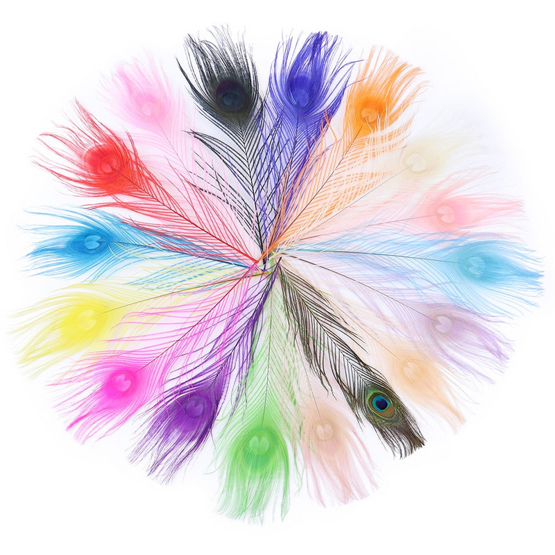 Värvitud paabulinnusuled 25-30 CM/10-12 tolli isetegemine rõivaste õmblemiseks kodus peokaunistusteks, käsitööks tarvikud, 10 tk/partii