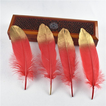 20Pcs Dip Golden Head Goose Feathers 15-20cm/6-8\