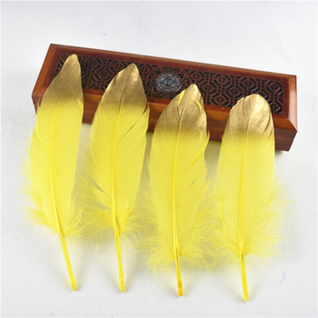 20Pcs Dip Golden Head Goose Feathers 15-20cm/6-8\