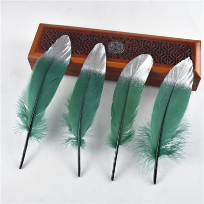 20 tk Kuldse peaga hanesuled 15-20 cm/6-8" valged naturaalsed faasanisuled käsitööks Kuldsed suled isetehtud plumas karnaval