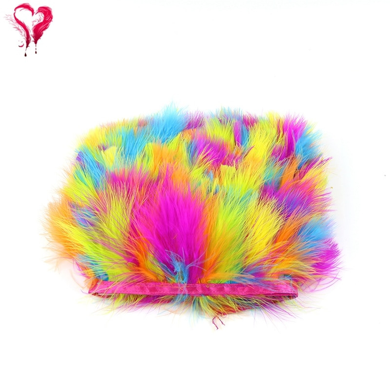 1 metar širine 7-9 CM meko obojeno obojeno višebojno pureće krv Marabou perje Obrub Satenska vrpca Ukrasna čipka