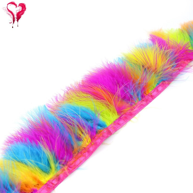 1 metar širine 7-9 CM meko obojeno obojeno višebojno pureće krv Marabou perje Obrub Satenska vrpca Ukrasna čipka