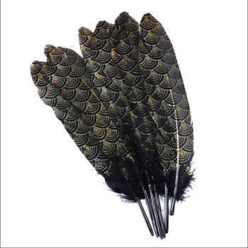 10PCS черни естествени гъши пера рибени люспи 15-20 см/4-6 инча за Направи си сам занаят juju шапка аксесоари за облекло бижута украсете перо