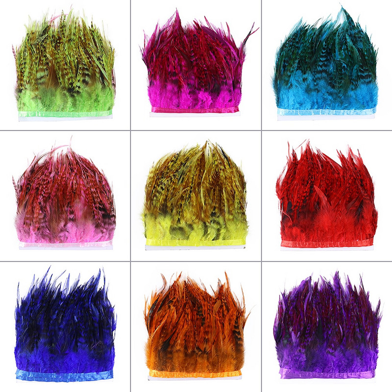 1 metar Obrubljena vrpca od zelenog pijetlovog perja za rukotvorine Dodaci za haljine Šivanje Odjeća Pileće perje Perje Rese na rasprodaji