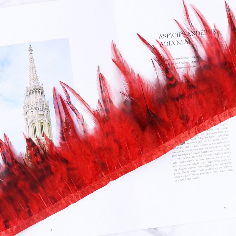 1 metar Obrubljena vrpca od zelenog pijetlovog perja za rukotvorine Dodaci za haljine Šivanje Odjeća Pileće perje Perje Rese na rasprodaji