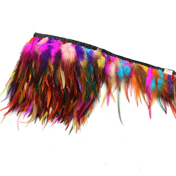 1 метър многоцветно боядисани пера от петел, гарнитури, височина 4-6 инча, панделка от естествени пера на фазан, рокля/пола, аксесоари за шиене