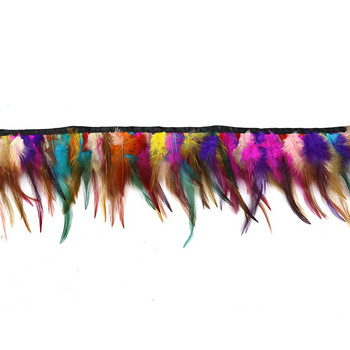 1 метър многоцветно боядисани пера от петел, гарнитури, височина 4-6 инча, панделка от естествени пера на фазан, рокля/пола, аксесоари за шиене