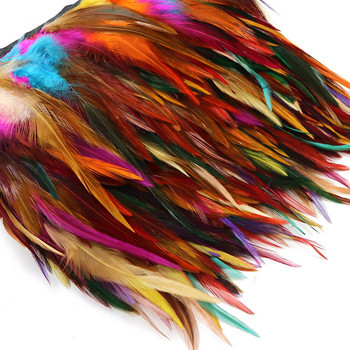 1 μέτρο πολύχρωμα βαμμένα φτερά κόκορα Διακοσμητικά Ύψος 4-6 ίντσες Φυσικό φτερό φασιανής κορδέλα Φόρεμα/φούστα Αξεσουάρ ραπτικής
