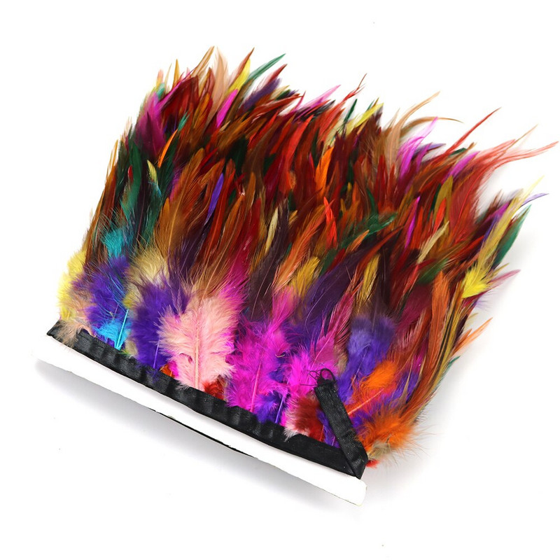 1 metar Obrubovi od višebojnog pijetlovog perja Visina 4-6 inča Vrpca od prirodnog fazanskog perja Pribor za šivanje haljine/suknje